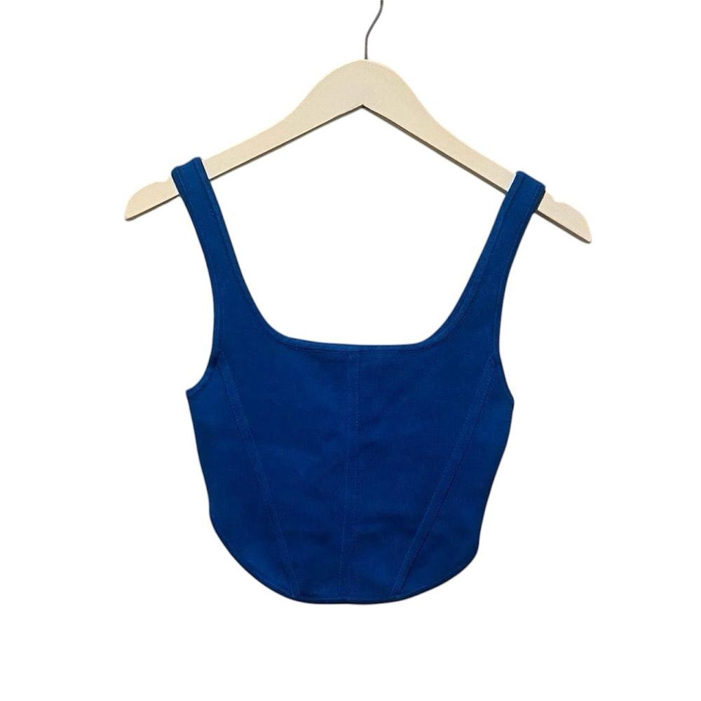 House of Harlow 1960 Cobalt Blue Ribbed Corset Top Size XS